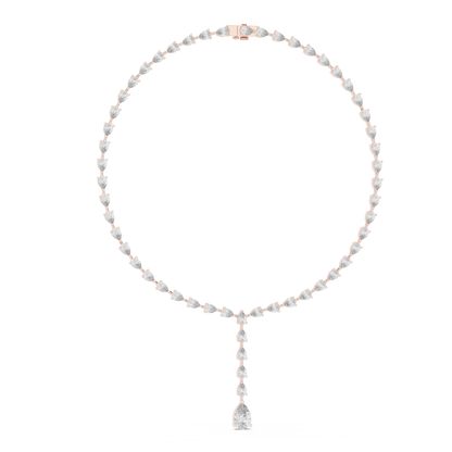22.98ctw Solid Gold Pear Cut Diamond Tennis Y-Necklace Lariat Choker