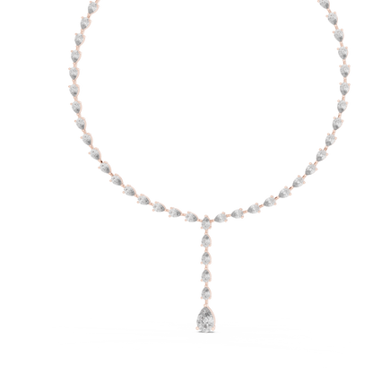 22.98ctw Solid Gold Pear Cut Diamond Tennis Y-Necklace Lariat Choker