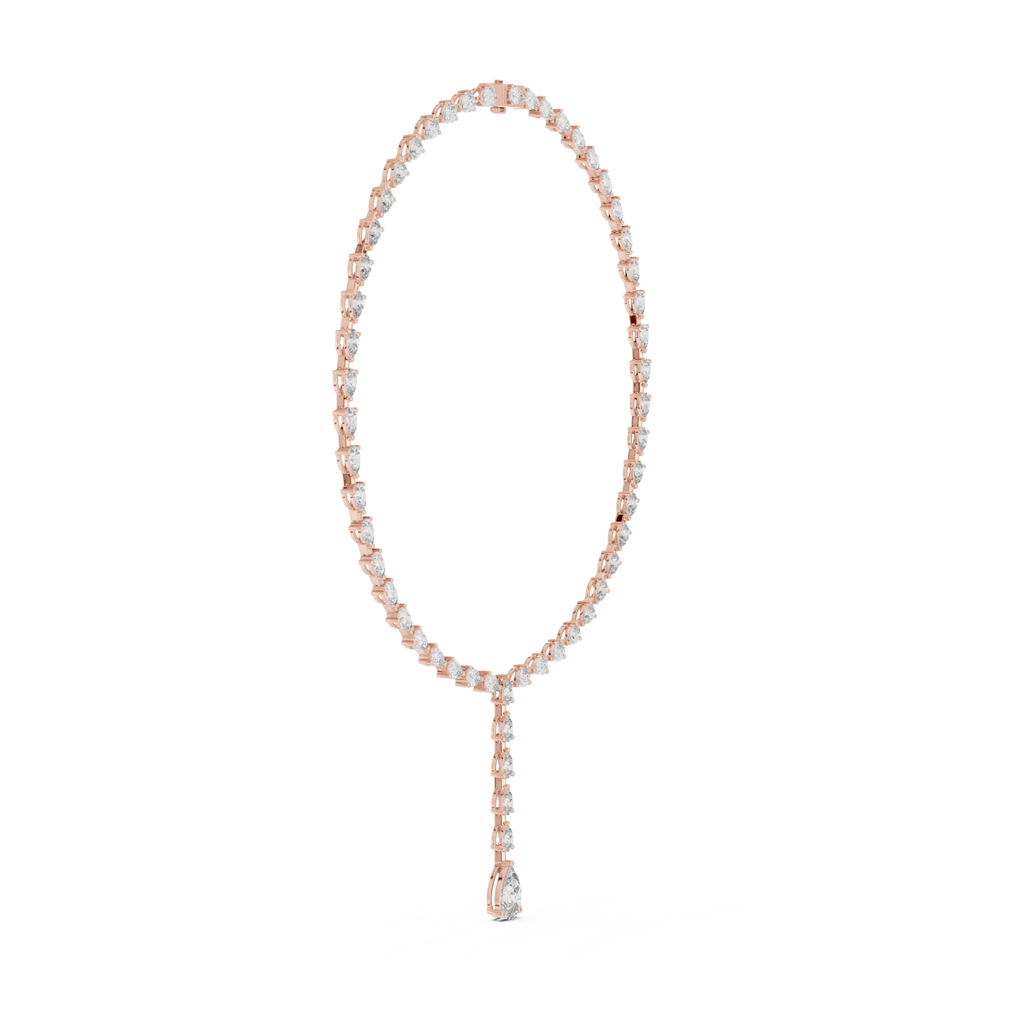 22.98ctw Solid Gold Pear Cut Diamond Tennis Y-Necklace Lariat Choker