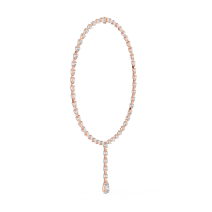 22.98ctw Solid Gold Pear Cut Diamond Tennis Y-Necklace Lariat Choker