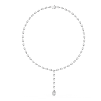 22.98ctw Solid Gold Pear Cut Diamond Tennis Y-Necklace Lariat Choker