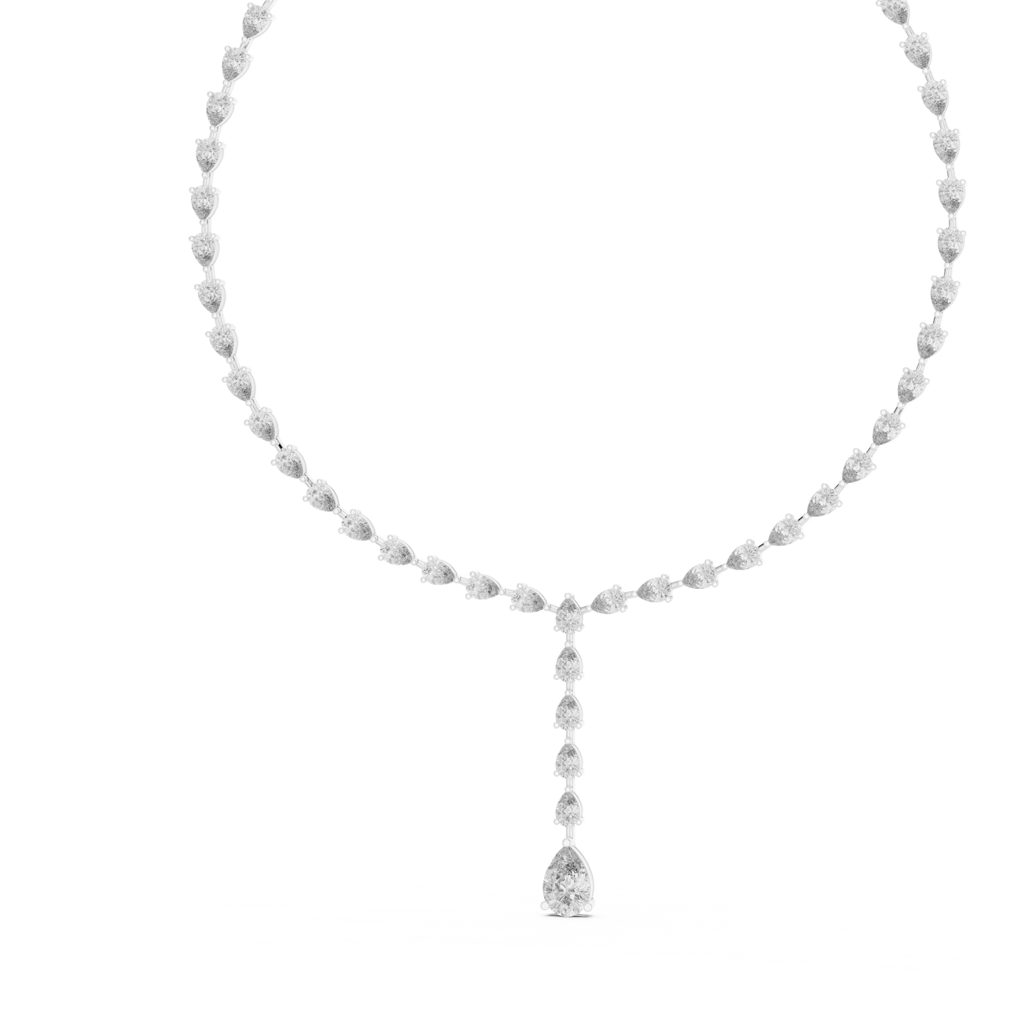 22.98ctw Solid Gold Pear Cut Diamond Tennis Y-Necklace Lariat Choker