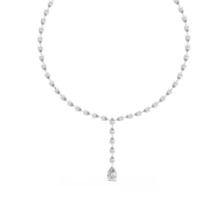22.98ctw Solid Gold Pear Cut Diamond Tennis Y-Necklace Lariat Choker
