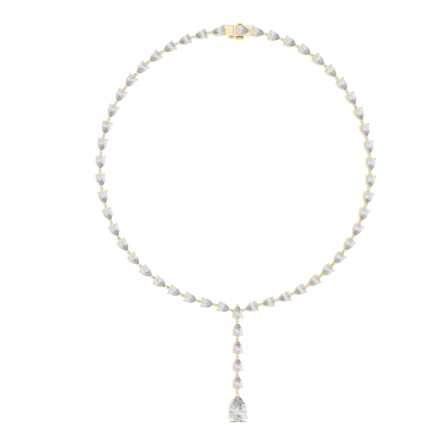 22.98ctw Solid Gold Pear Cut Diamond Tennis Y-Necklace Lariat Choker
