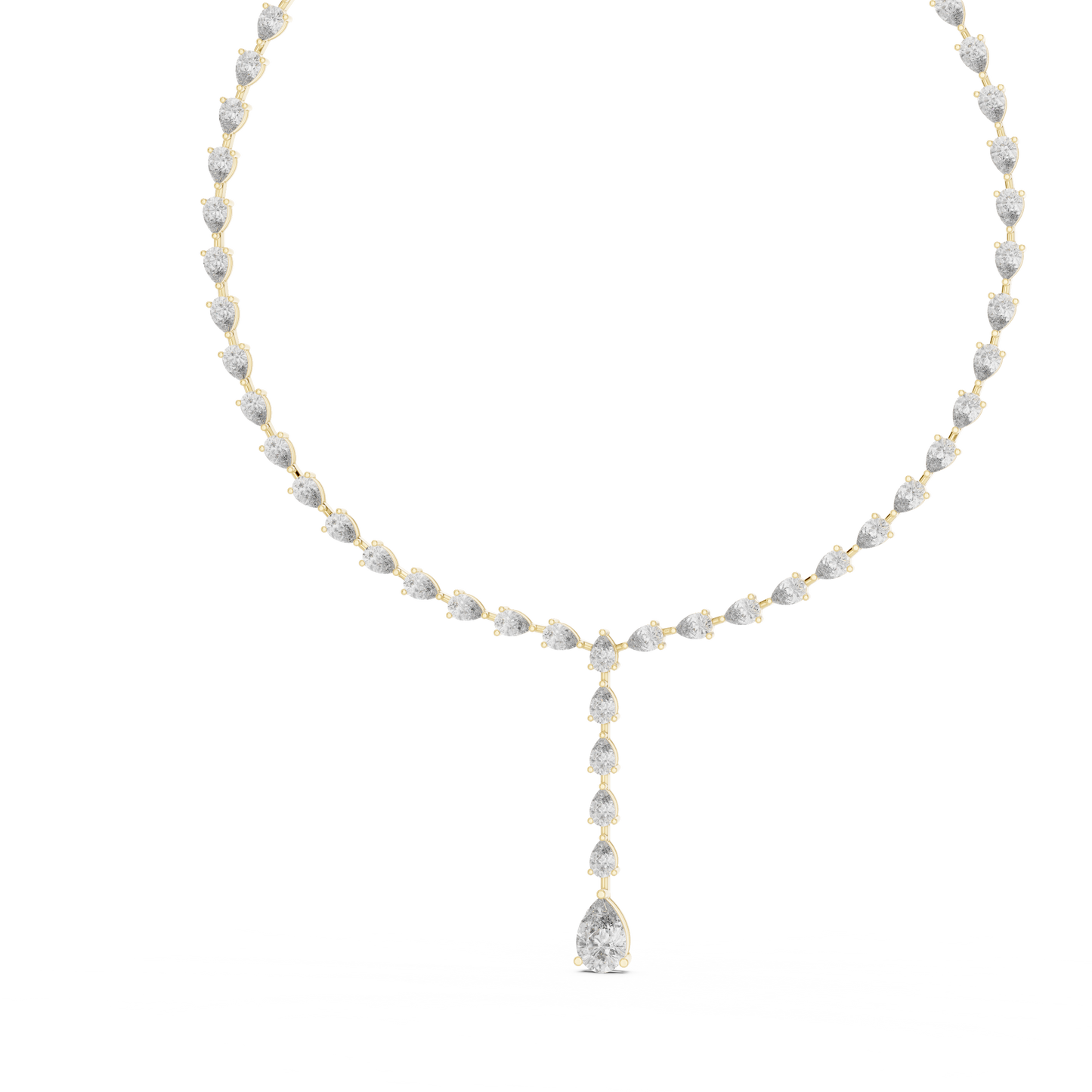 22.98ctw Solid Gold Pear Cut Diamond Tennis Y-Necklace Lariat Choker