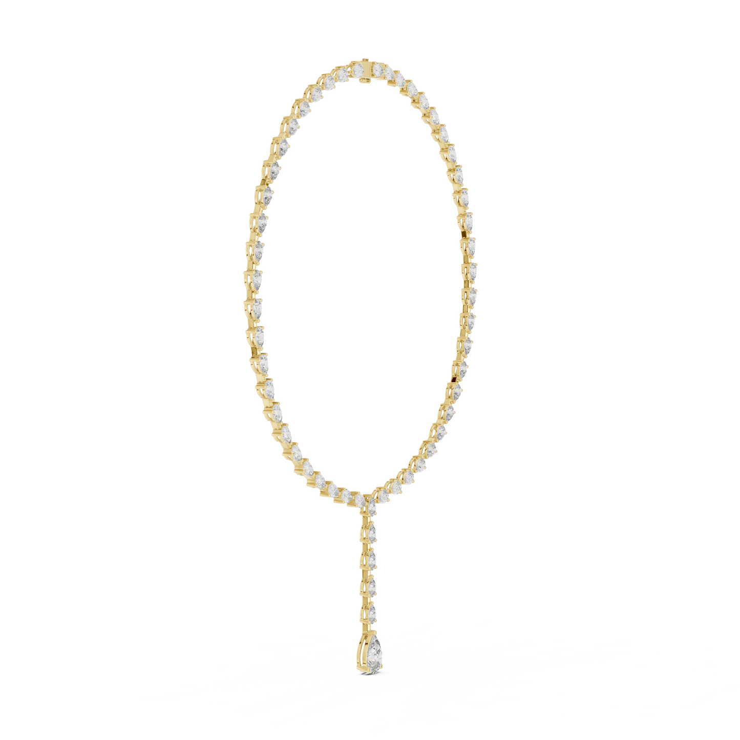 22.98ctw Solid Gold Pear Cut Diamond Tennis Y-Necklace Lariat Choker