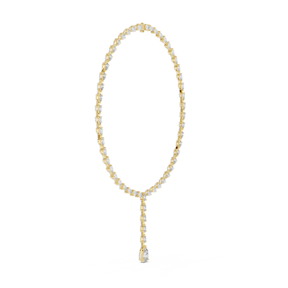 22.98ctw Solid Gold Pear Cut Diamond Tennis Y-Necklace Lariat Choker