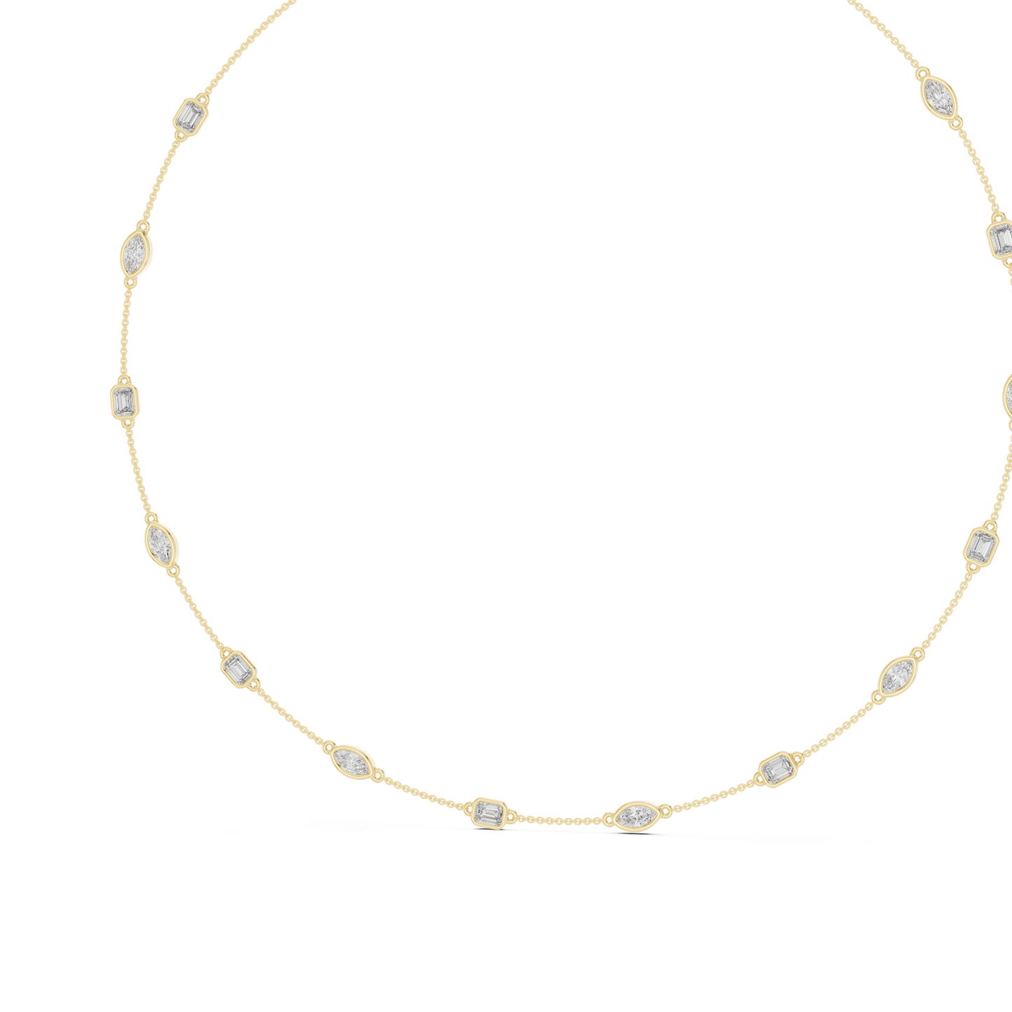 2.8ctw Solid Gold Emerald & Marquise Mixed Cut Diamond Station