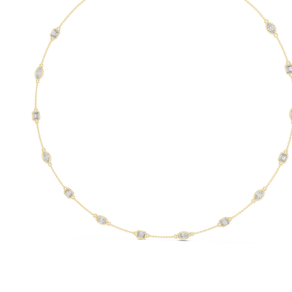2.8ctw Solid Gold Emerald & Marquise Mixed Cut Diamond Station
