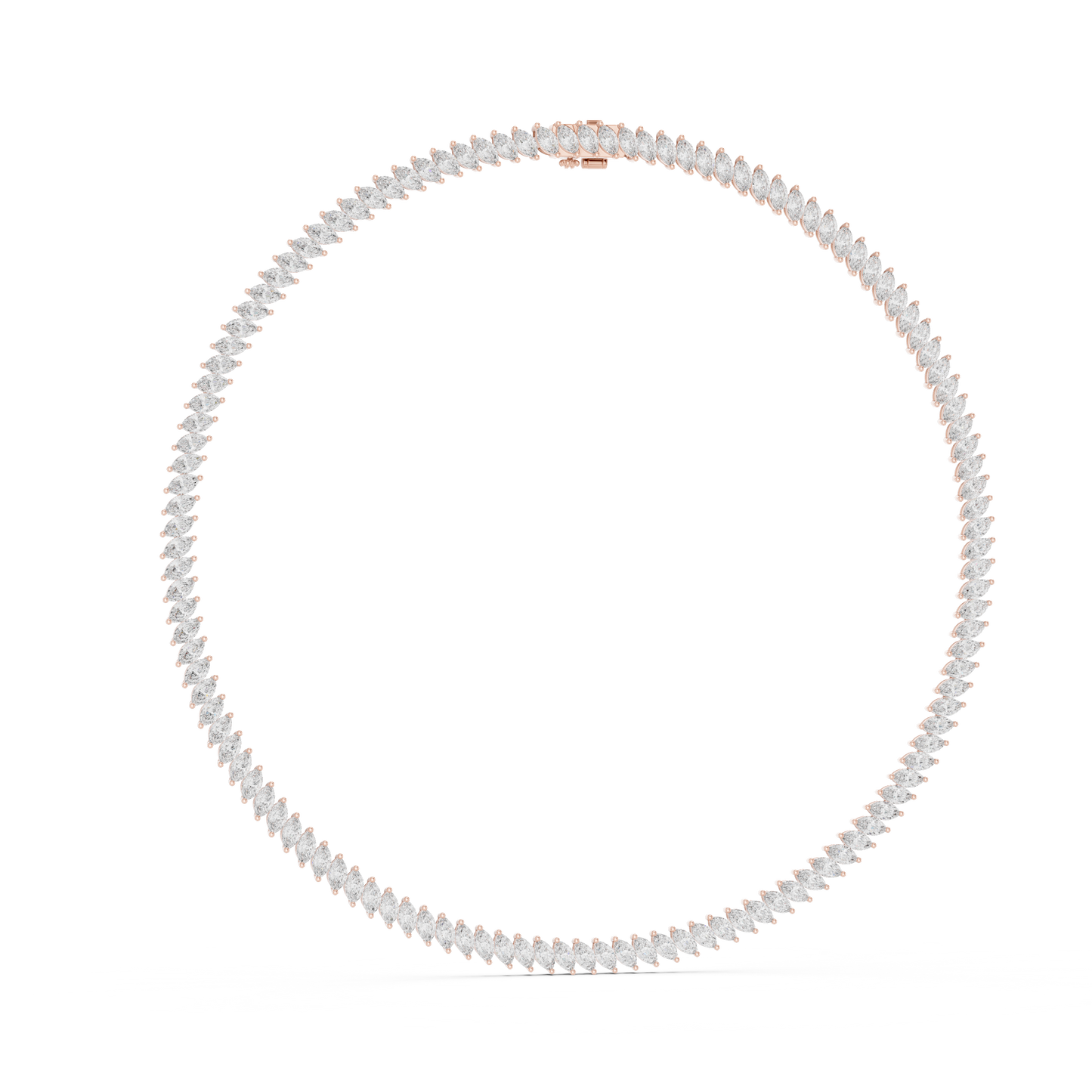 18.6ctw Solid Gold Marquise Diamond Tennis Choker Eternity Necklace