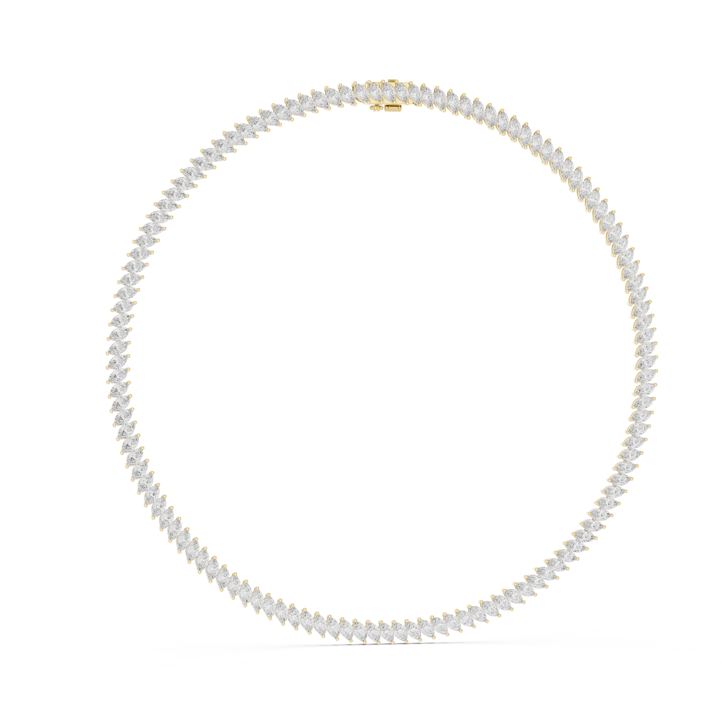 18.6ctw Solid Gold Marquise Diamond Tennis Choker Eternity Necklace