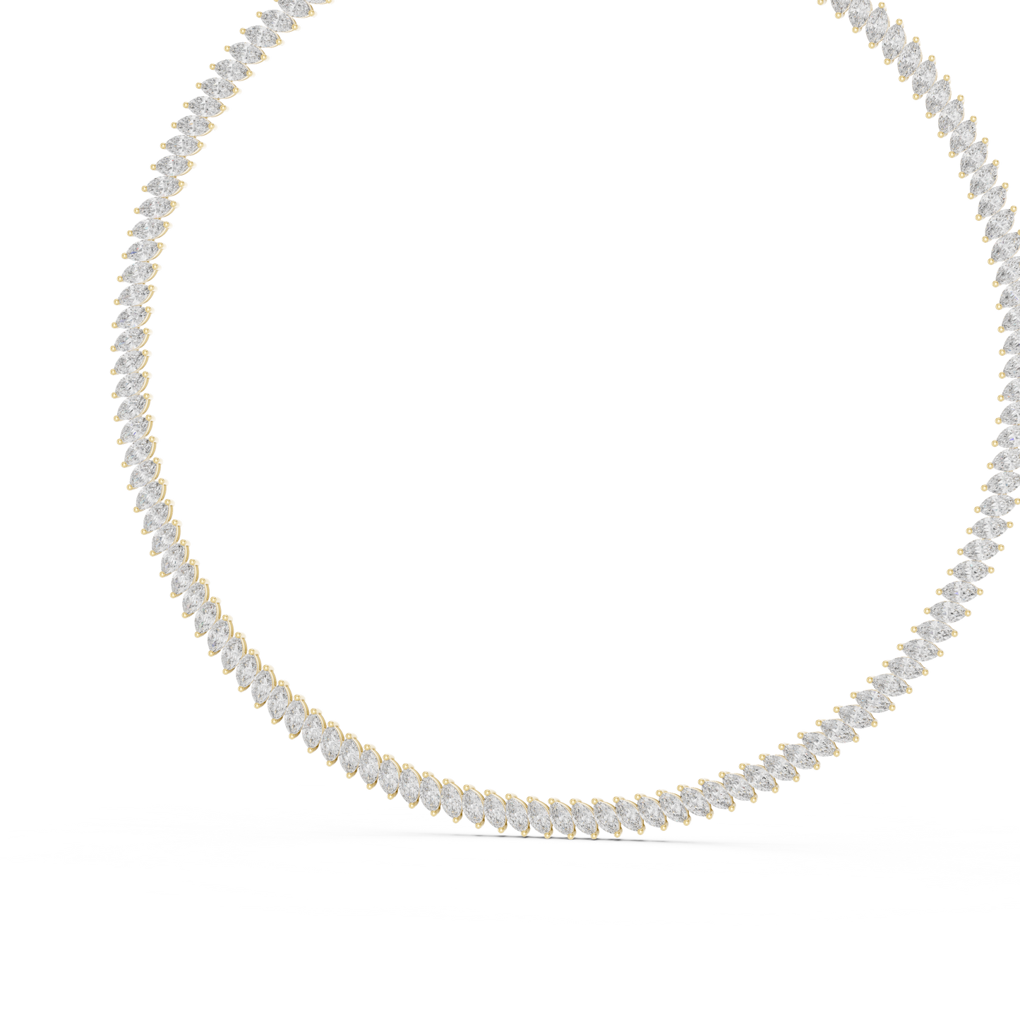 18.6ctw Solid Gold Marquise Diamond Tennis Choker Eternity Necklace