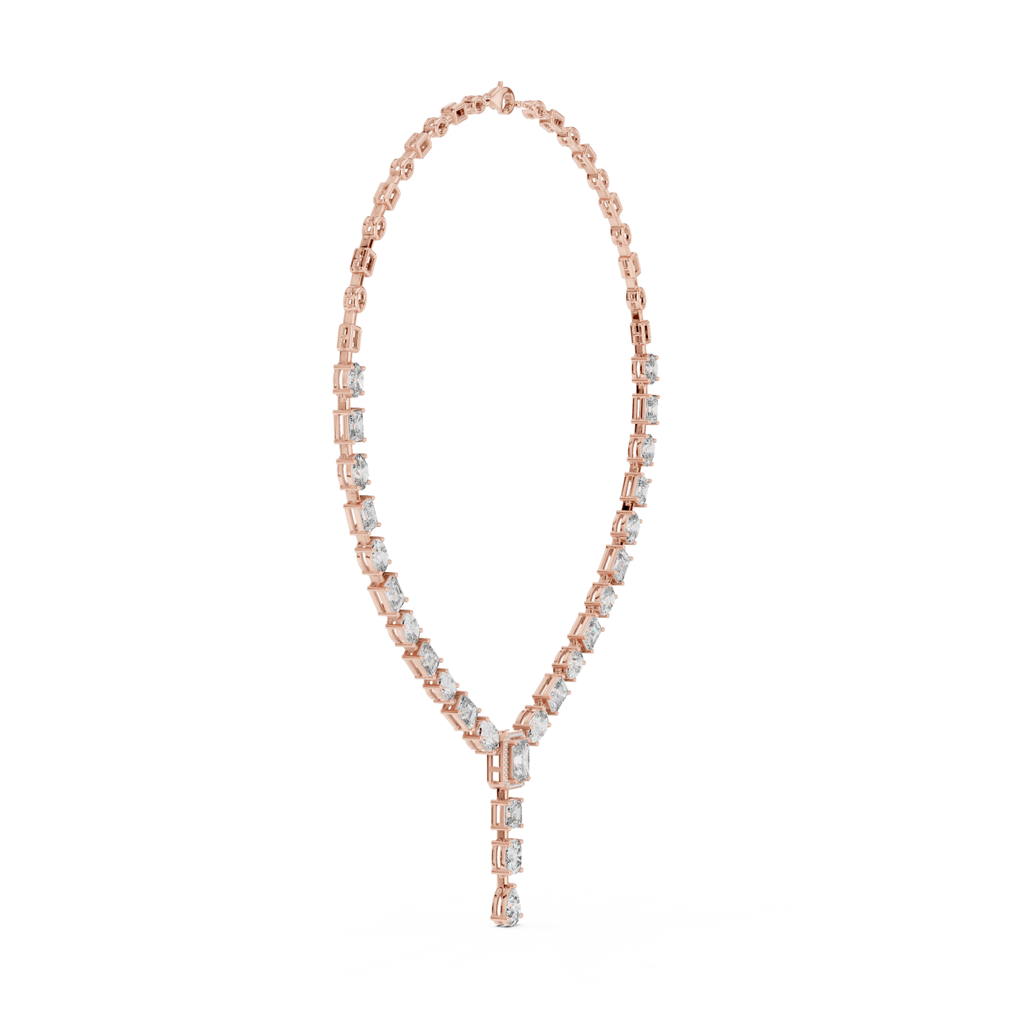 Gilded Majesty: Multi-Cut Diamond Drop Statement Necklace in Yellow Gold