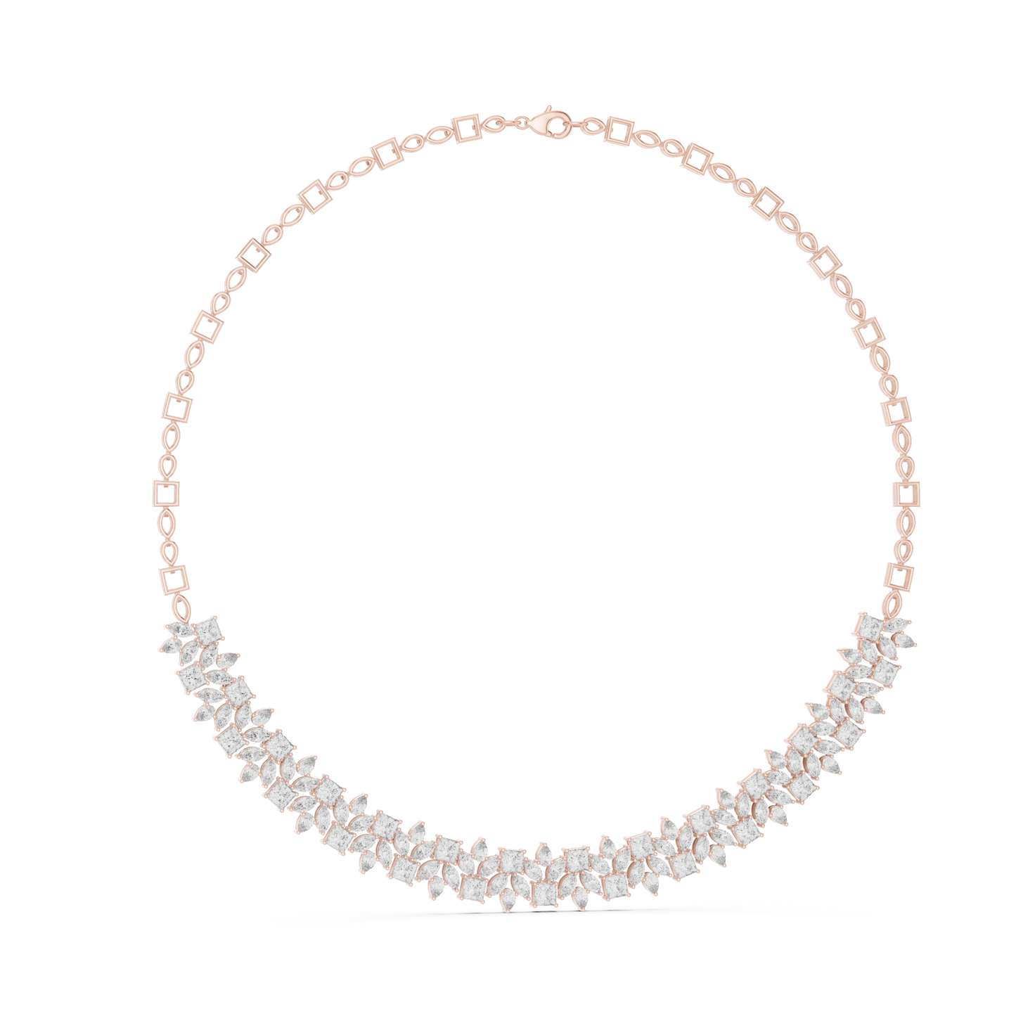 23.22ctw Solid Gold Multi-Cut Princess & Marquise Diamond Cluster Choker
