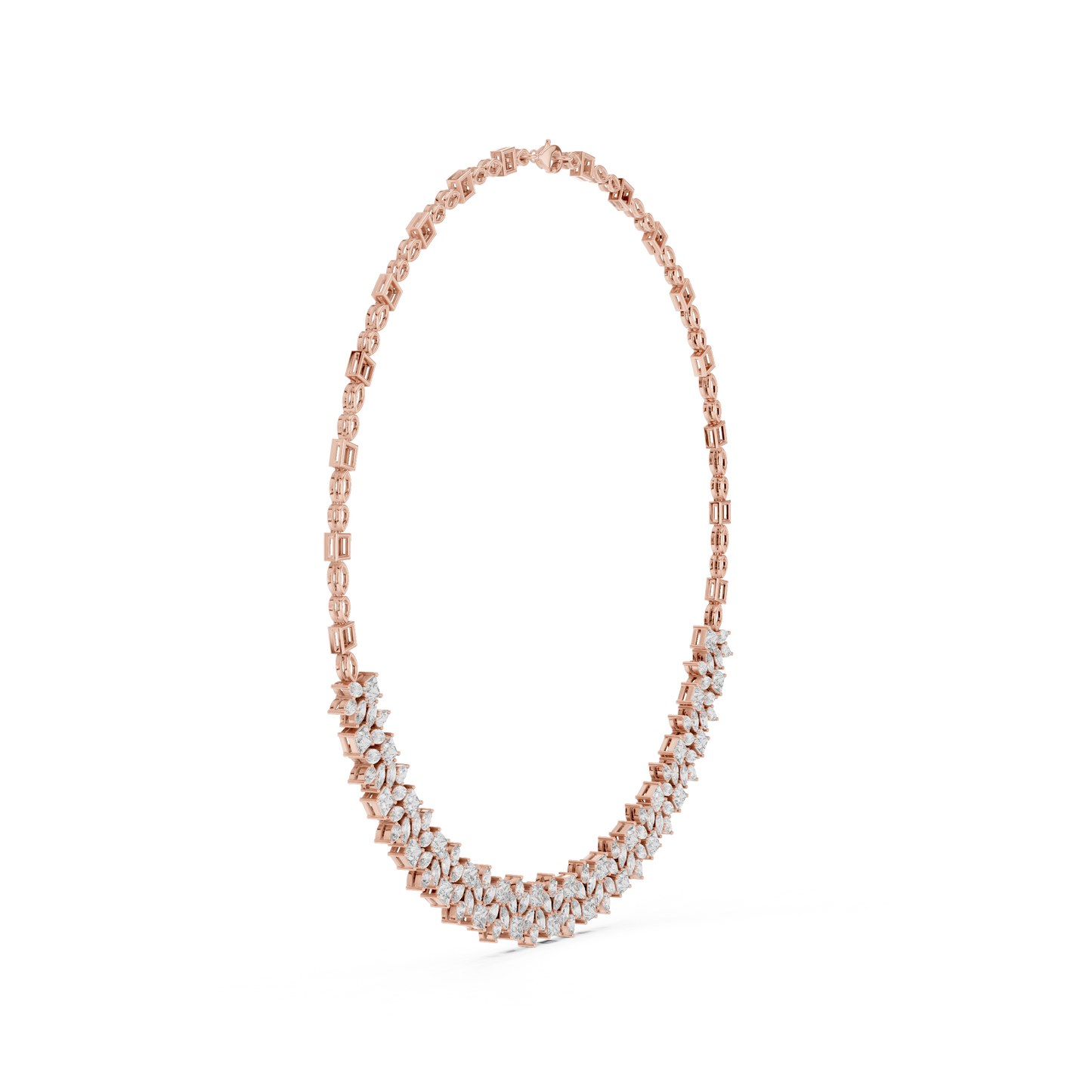 23.22ctw Solid Gold Multi-Cut Princess & Marquise Diamond Cluster Choker