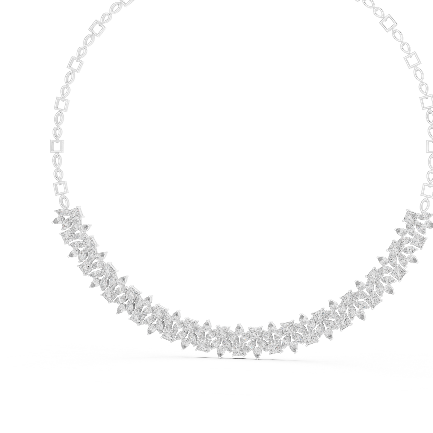 23.22ctw Solid Gold Multi-Cut Princess & Marquise Diamond Cluster Choker