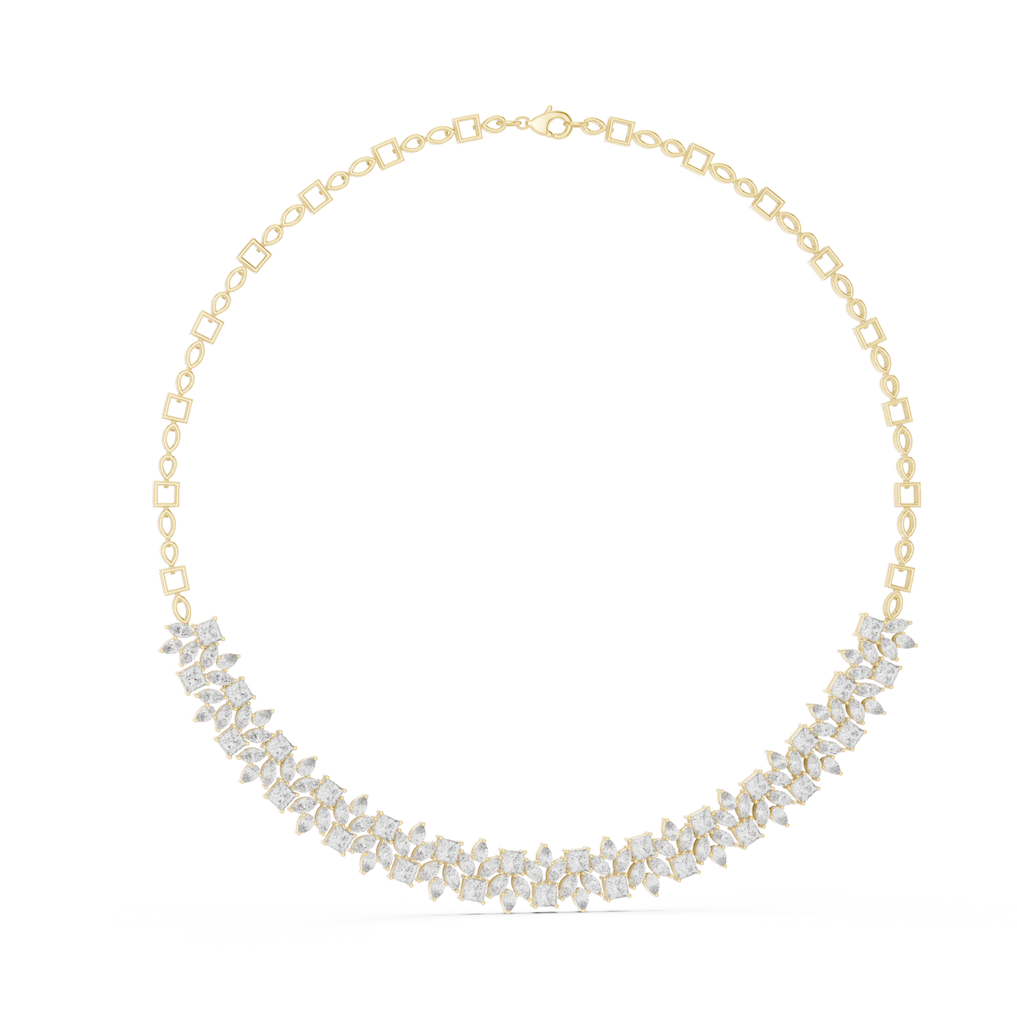 23.22ctw Solid Gold Multi-Cut Princess & Marquise Diamond Cluster Choker