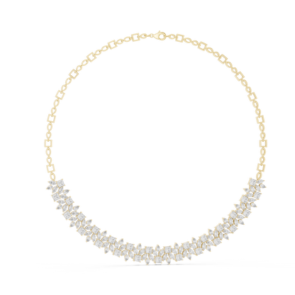 23.22ctw Solid Gold Multi-Cut Princess & Marquise Diamond Cluster Choker