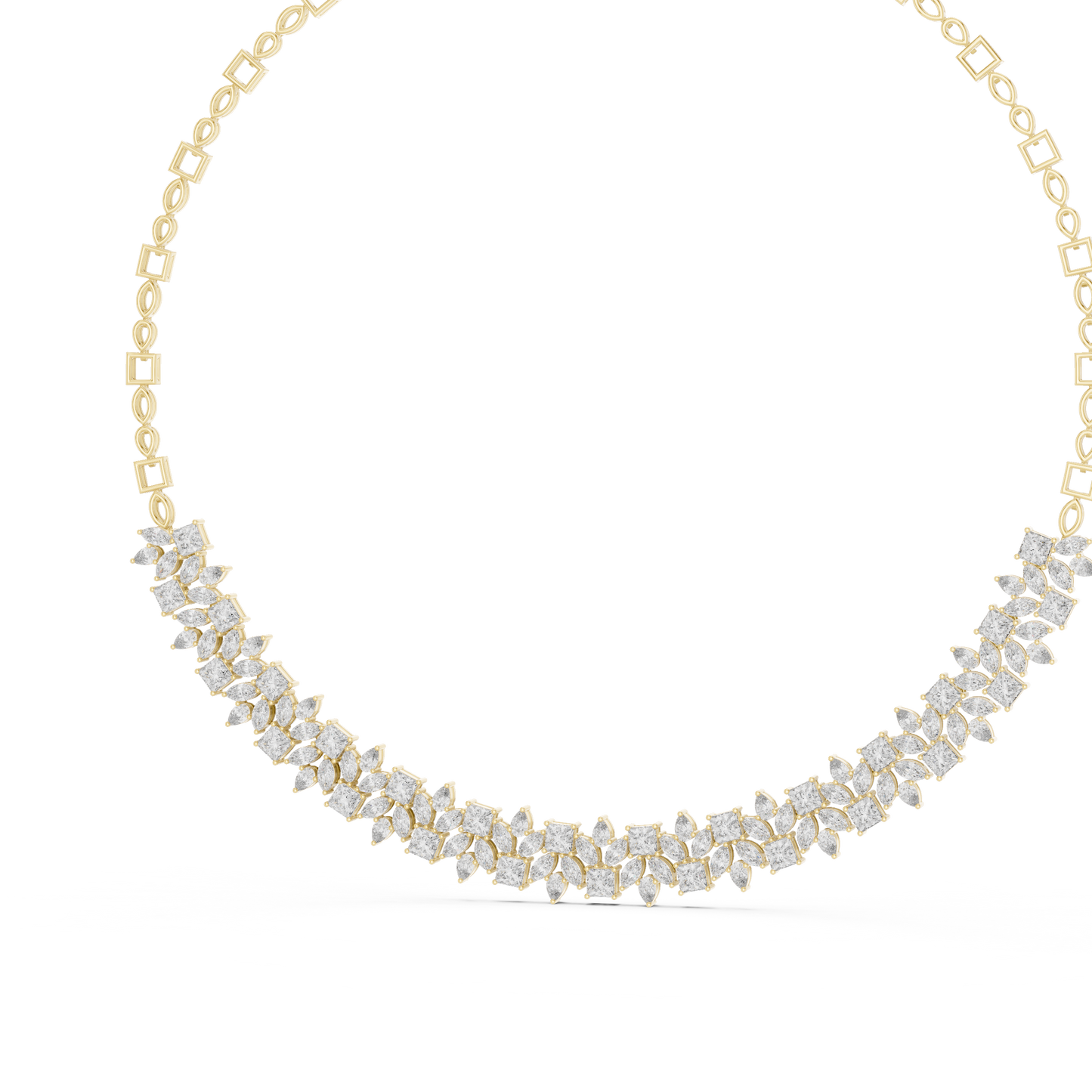 23.22ctw Solid Gold Multi-Cut Princess & Marquise Diamond Cluster Choker