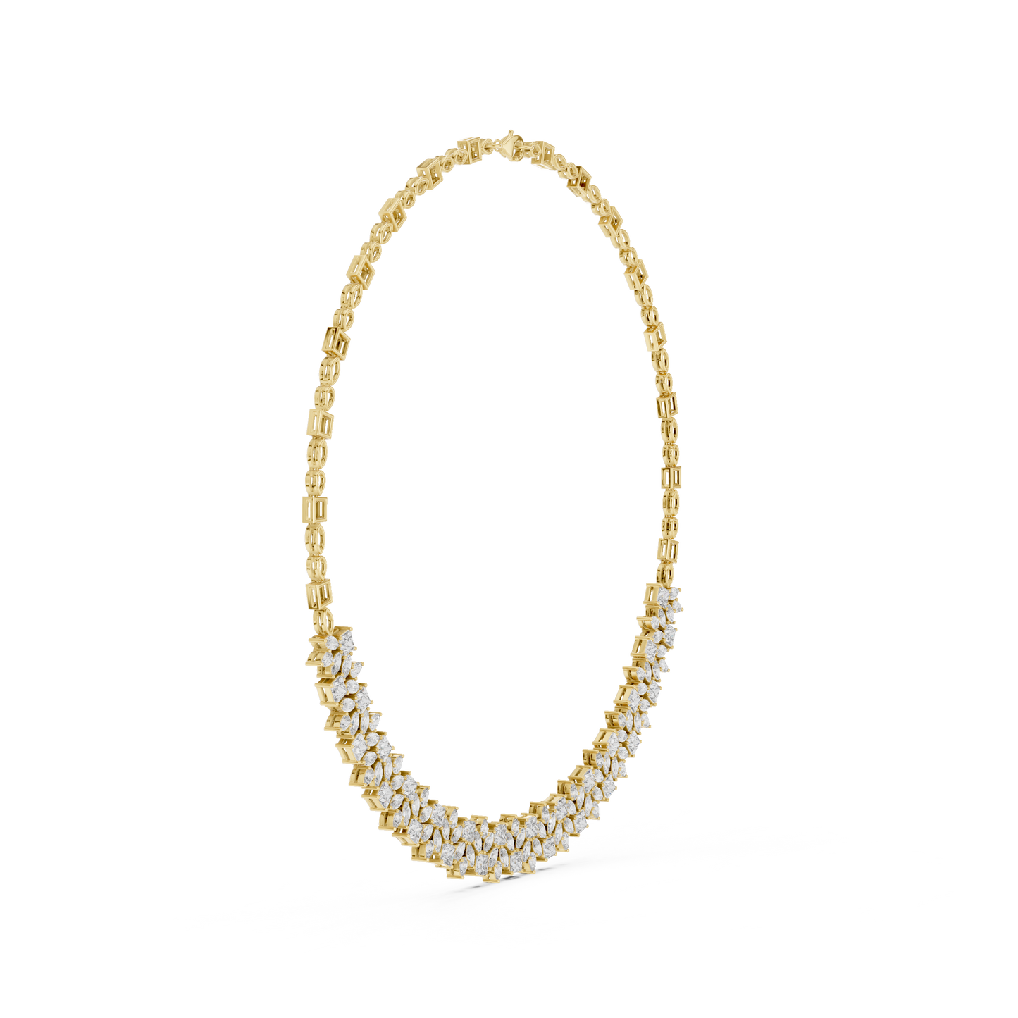 23.22ctw Solid Gold Multi-Cut Princess & Marquise Diamond Cluster Choker