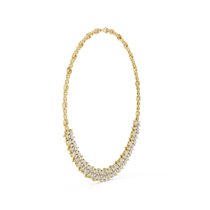 23.22ctw Solid Gold Multi-Cut Princess & Marquise Diamond Cluster Choker