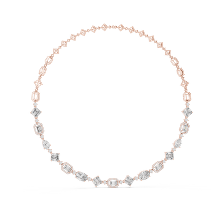 18.78ctw Solid Gold Multi-Cut Mixed Shape Diamond Tennis Collar Necklace