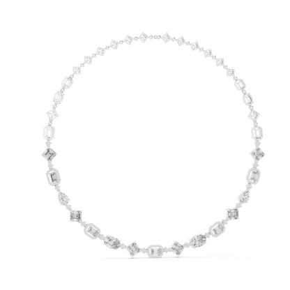 18.78ctw Solid Gold Multi-Cut Mixed Shape Diamond Tennis Collar Necklace