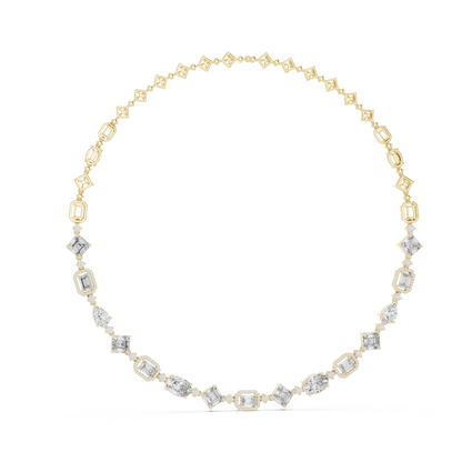 18.78ctw Solid Gold Multi-Cut Mixed Shape Diamond Tennis Collar Necklace