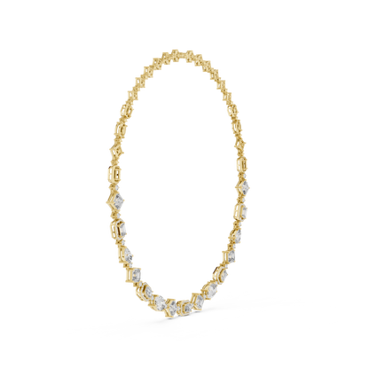 18.78ctw Solid Gold Multi-Cut Mixed Shape Diamond Tennis Collar Necklace