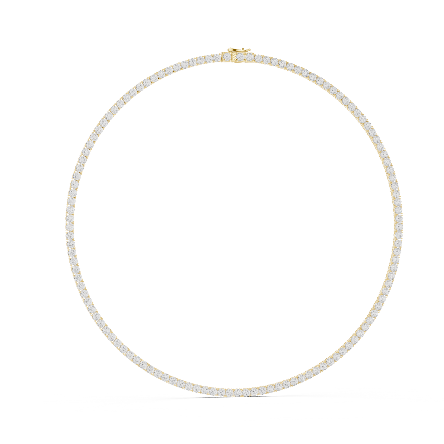 Radiant Elegance: Classic Diamond Tennis Necklace in Yellow Gold