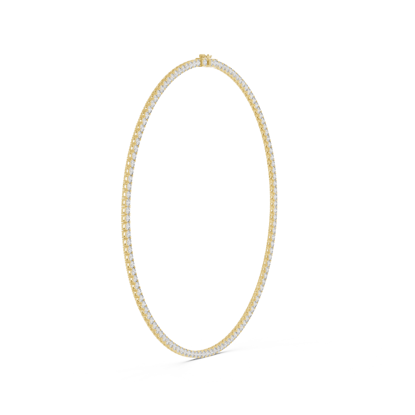 Radiant Elegance: Classic Diamond Tennis Necklace in Yellow Gold