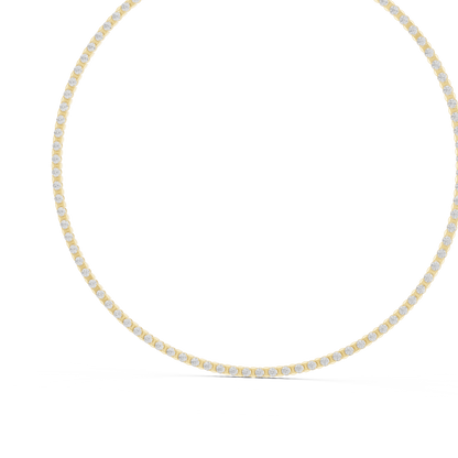 14.02ctw Solid Gold Round Cut Diamond Tennis Choker Riviera Necklace