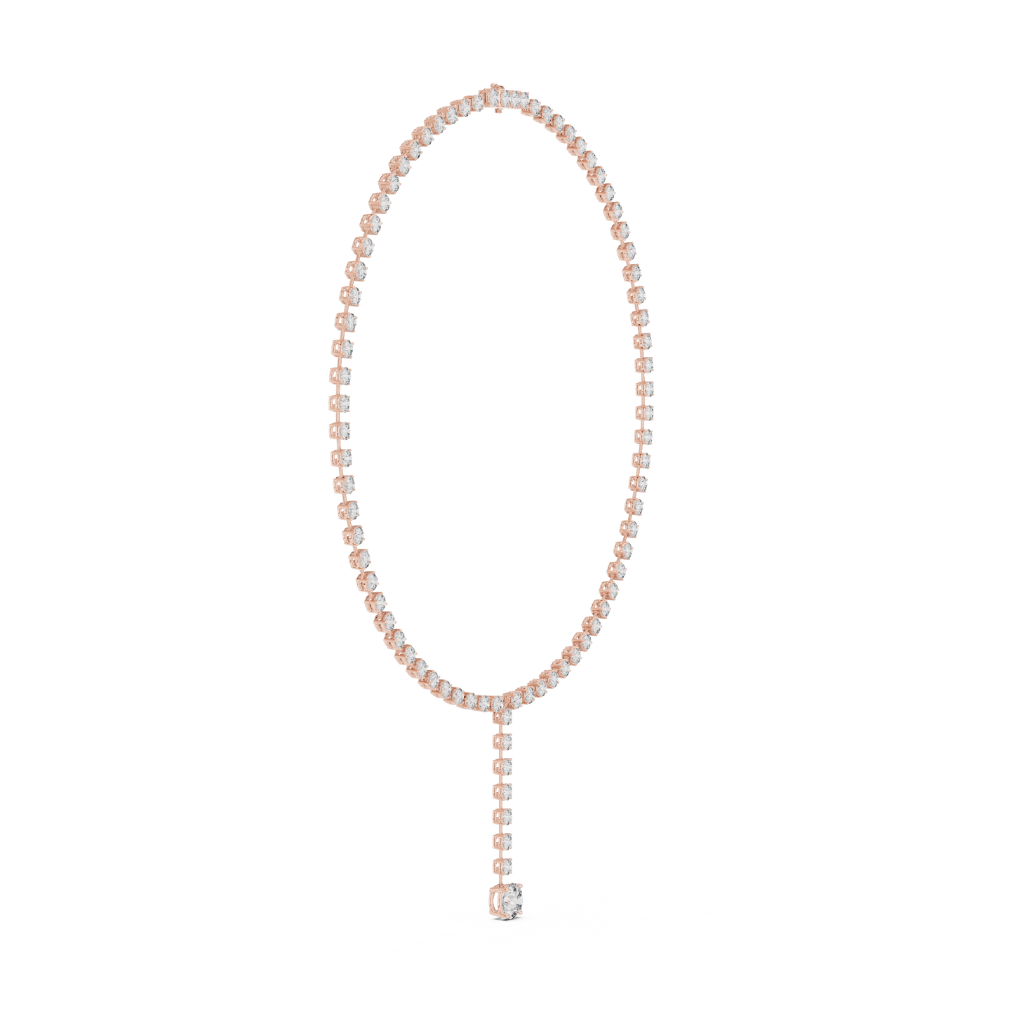 27.65ctw Solid Gold Round Cut Diamond Tennis Y-Necklace with Drop