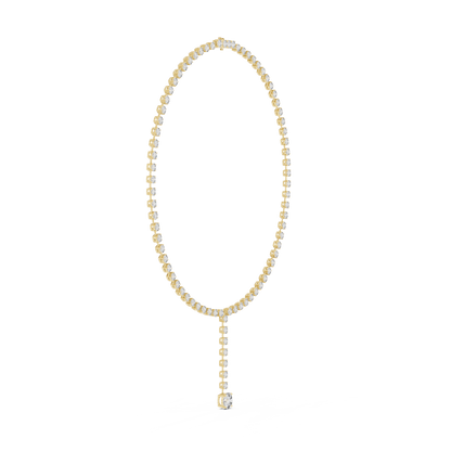 27.65ctw Solid Gold Round Cut Diamond Tennis Y-Necklace with Drop