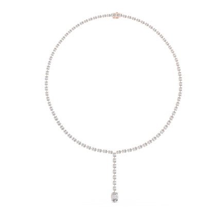 Luminous Grace: Oval-Cut Diamond Lariat Tennis Necklace in Gold