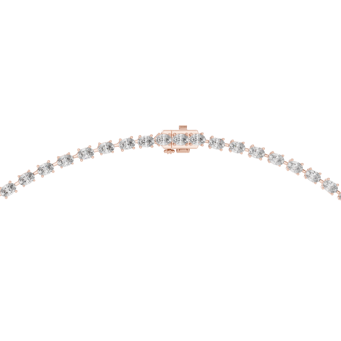Luminous Grace: Oval-Cut Diamond Lariat Tennis Necklace in Gold