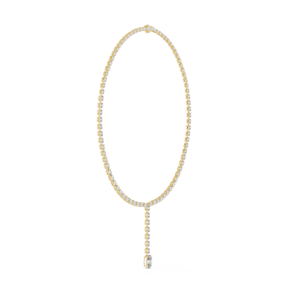 Luminous Grace: Oval-Cut Diamond Lariat Tennis Necklace in Gold