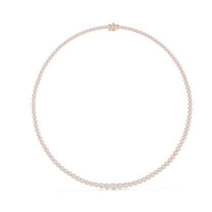 11.01ctw Yellow Gold Bezel Set Graduated Round Cut Tennis Necklace