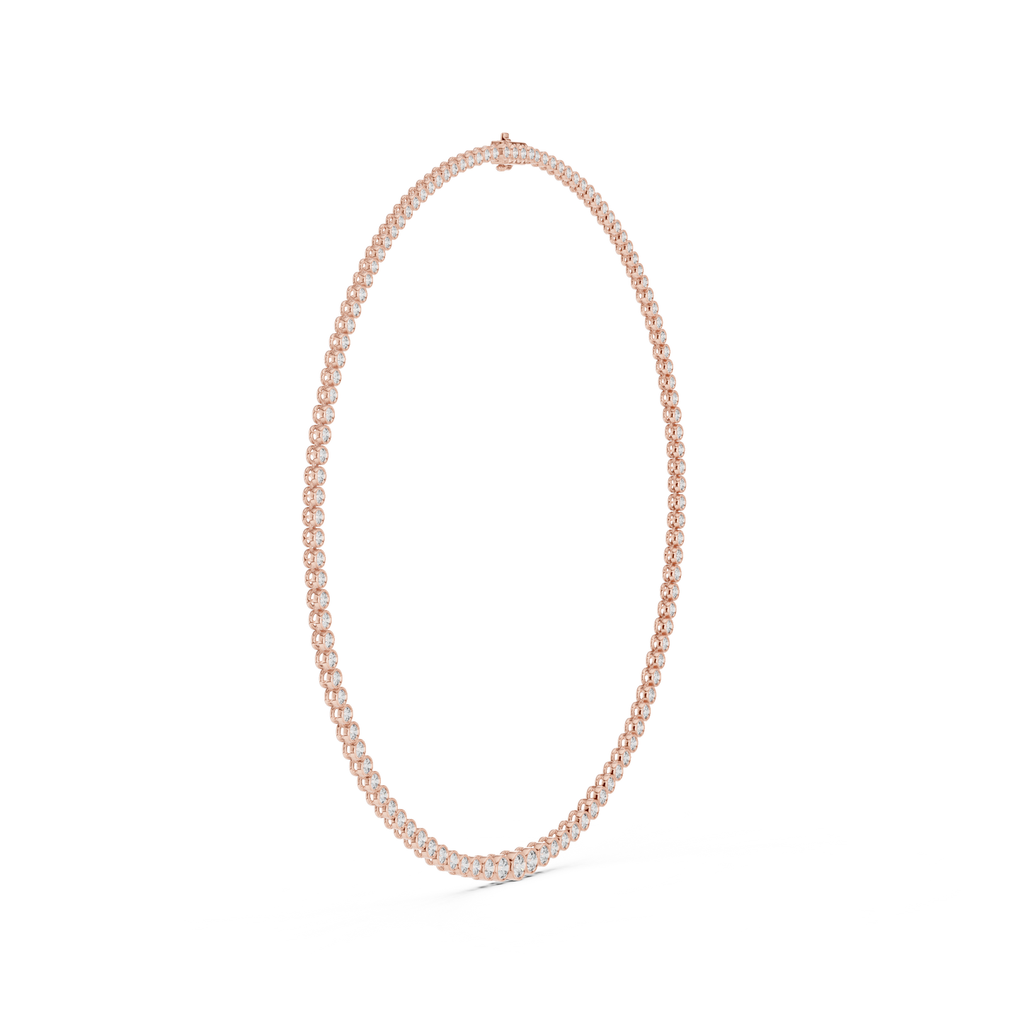 11.01ctw Yellow Gold Bezel Set Graduated Round Cut Tennis Necklace