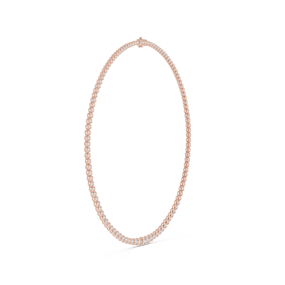 11.01ctw Yellow Gold Bezel Set Graduated Round Cut Tennis Necklace