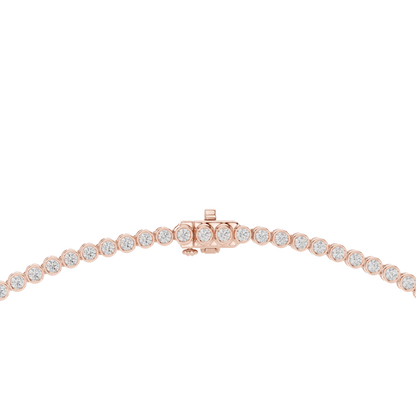 11.01ctw Yellow Gold Bezel Set Graduated Round Cut Tennis Necklace