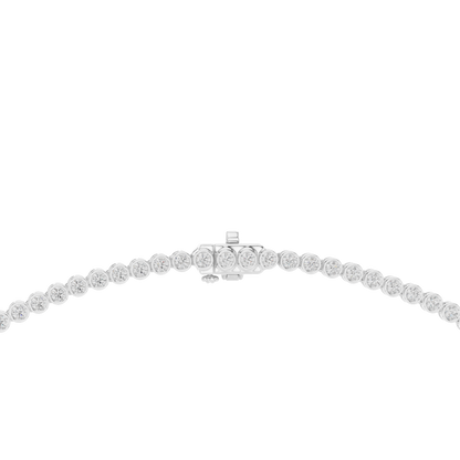 11.01ctw Yellow Gold Bezel Set Graduated Round Cut Tennis Necklace