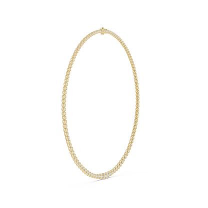 11.01ctw Yellow Gold Bezel Set Graduated Round Cut Tennis Necklace