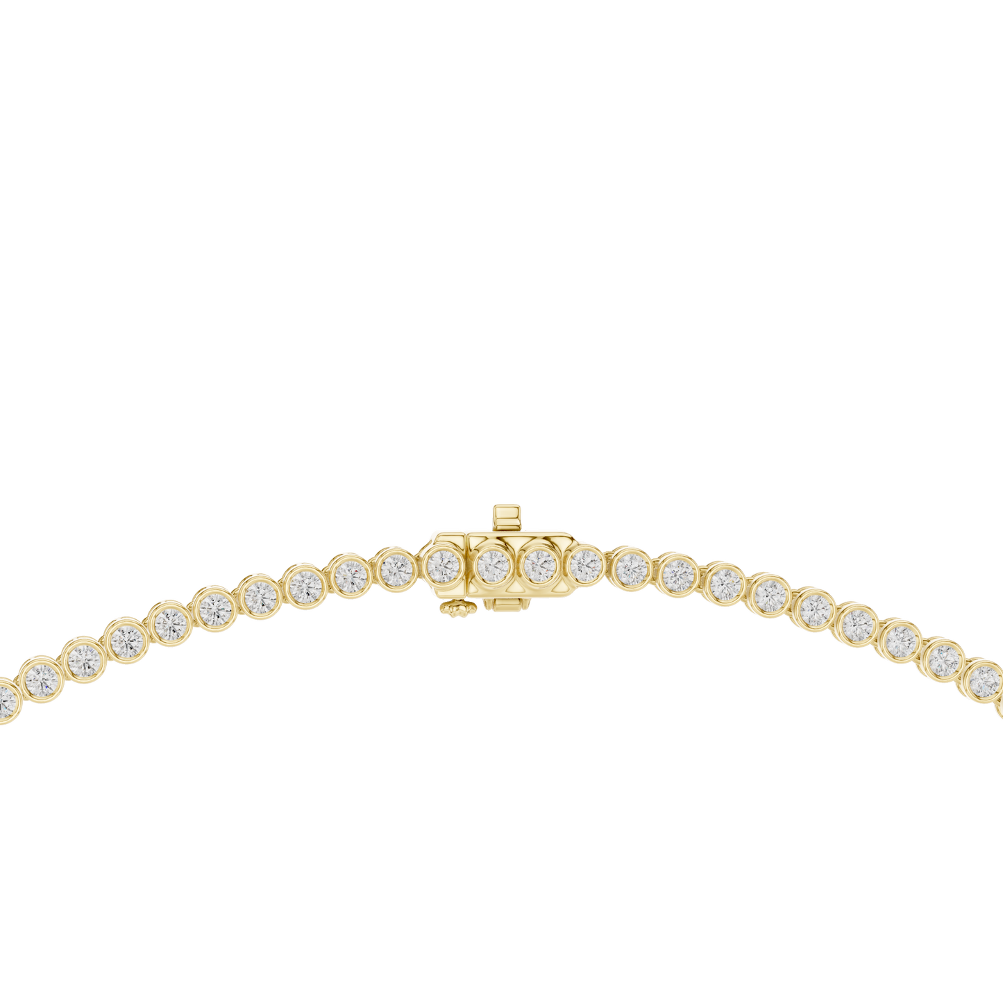 11.01ctw Yellow Gold Bezel Set Graduated Round Cut Tennis Necklace