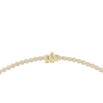 11.01ctw Yellow Gold Bezel Set Graduated Round Cut Tennis Necklace