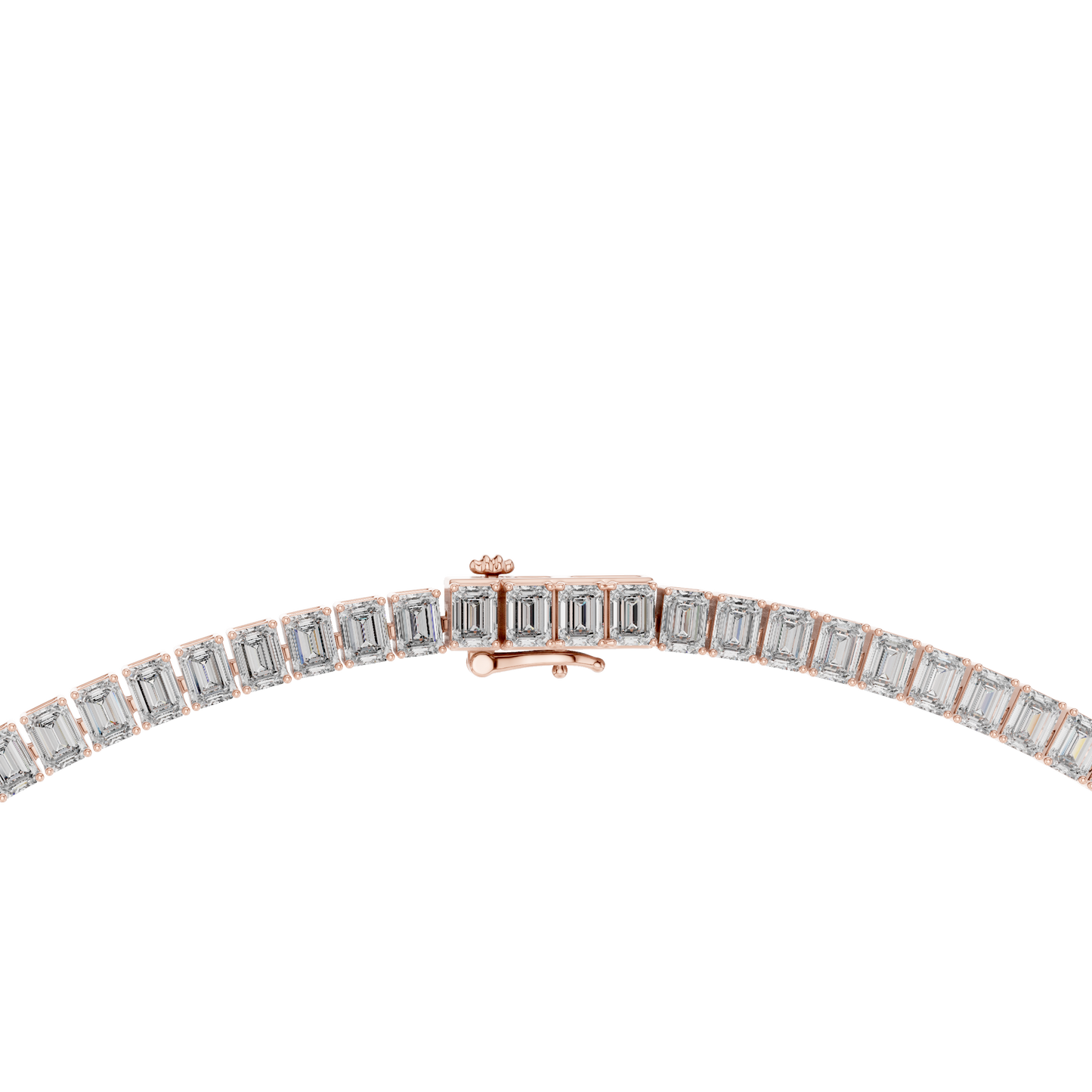 24.06ctw Yellow Gold Graduated Emerald Cut Diamond Tennis Necklace
