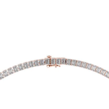 24.06ctw Yellow Gold Graduated Emerald Cut Diamond Tennis Necklace