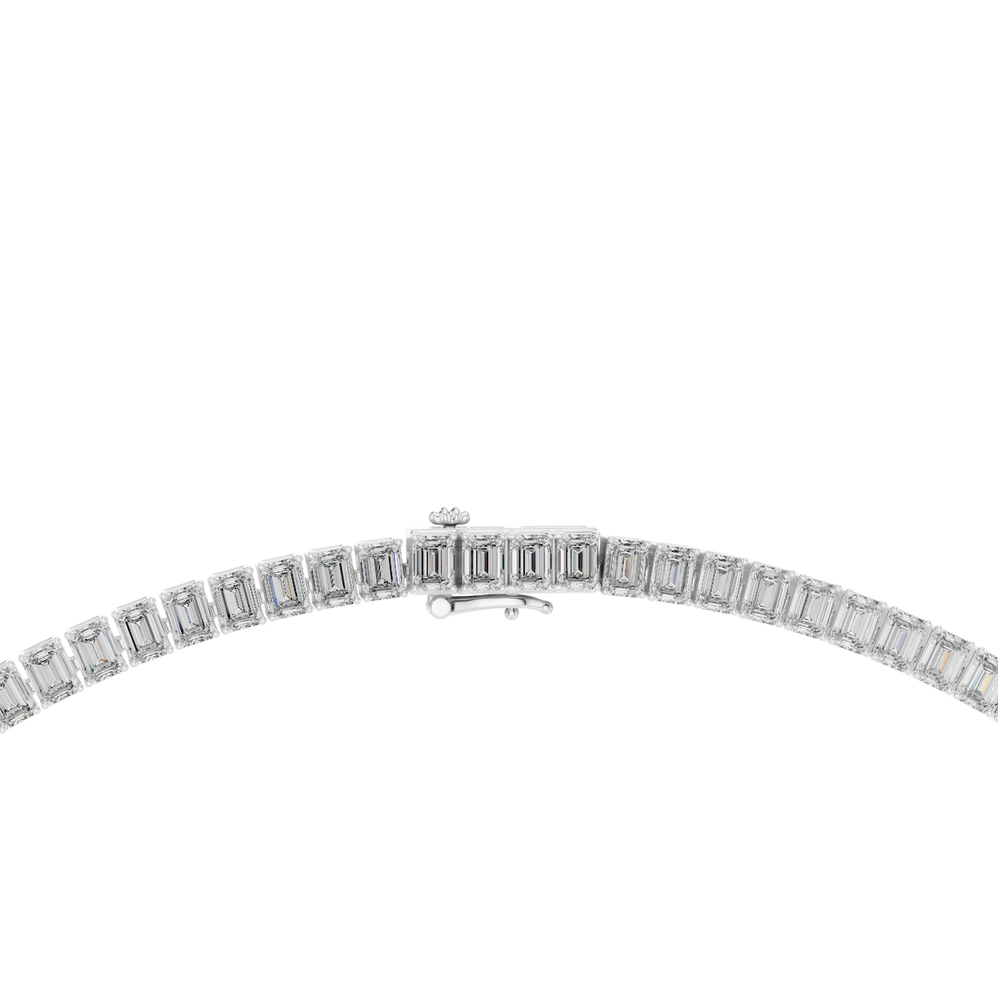 24.06ctw Yellow Gold Graduated Emerald Cut Diamond Tennis Necklace