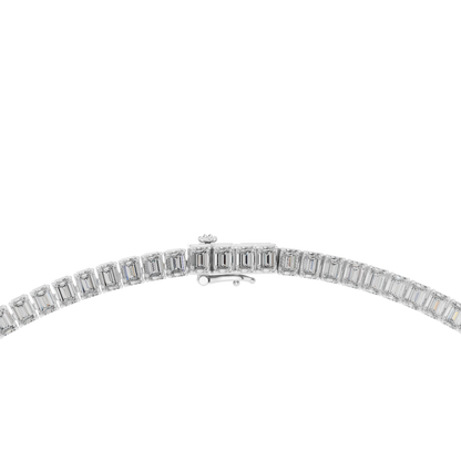 24.06ctw Yellow Gold Graduated Emerald Cut Diamond Tennis Necklace