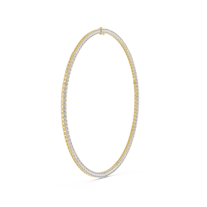 24.06ctw Yellow Gold Graduated Emerald Cut Diamond Tennis Necklace